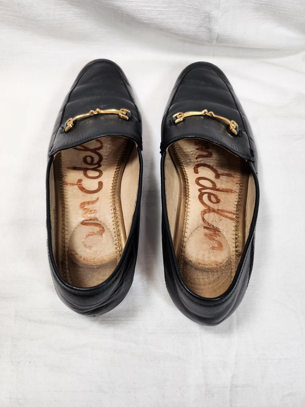 Sam Edelman Black Leather Loraine Horsebit Loafers Sz 8.5 Minimalist Slip On